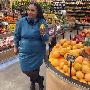 City Chic Teal Faux Leather Dress